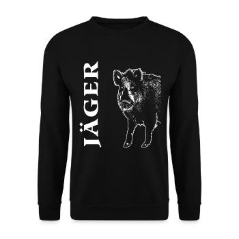 Wildschwein - Wildsau - Keiler - Wild Boar - Unisex Pullover - Schwarz - Vorne - Alina (178cm) & Michal (187cm)