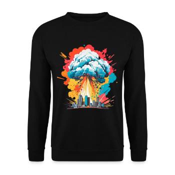 Nukleare Explosion Pilzwolke - Unisex Pullover - Schwarz - Vorne - Alina (178cm) & Michal (187cm)