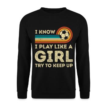 Je joue au football comme une fille rétro - Sweat-shirt Unisexe - noir - Devant - Alina (178cm) & Michal (187cm)