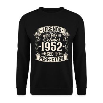 Octobre Né en 1952 Legends Anniversaire - Sweat-shirt Unisexe - noir - Devant - Alina (178cm) & Michal (187cm)