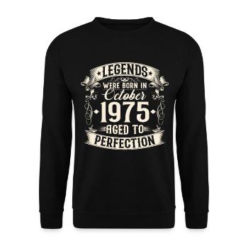 Octobre Né en 1975 Légendes Anniversaire - Sweat-shirt Unisexe - noir - Devant - Alina (178cm) & Michal (187cm)