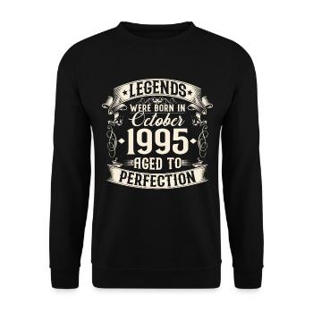 Octobre Né en 1995 Legends Anniversaire - Sweat-shirt Unisexe - noir - Devant - Alina (178cm) & Michal (187cm)