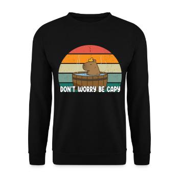 Don't Worry Be Capy Cute Capybara - Unisex Sweatshirt - black - Front - Alina (178cm) & Michal (187cm)