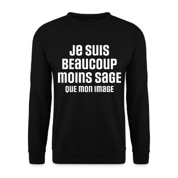 Ich bin viel weniger weise als mein Bild - Unisex Pullover - Schwarz - Vorne - Alina (178cm) & Michal (187cm)