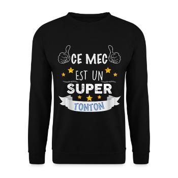 t-shirt super tonton Idée cadeau oncle - Sweat-shirt Unisexe - noir - Devant - Alina (178cm) & Michal (187cm)