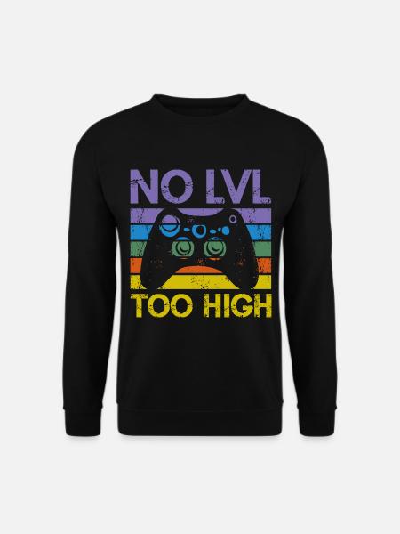 Trendiges Gamer Shirt – "NO LVL TOO HIGH" - Unisex Pullover - Schwarz