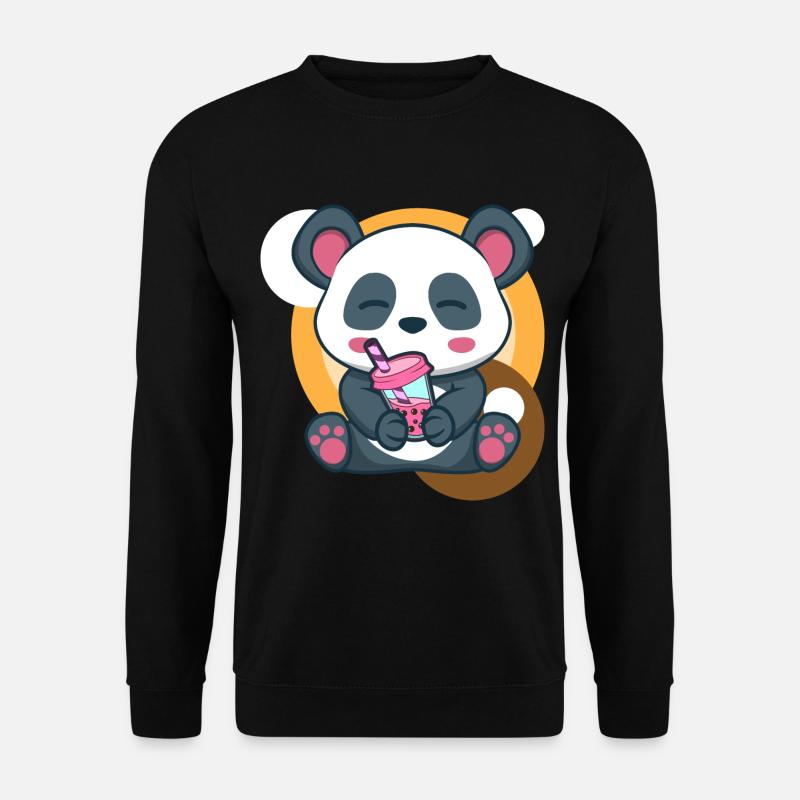 Panda und Bubble Tea - Unisex Pullover - Schwarz