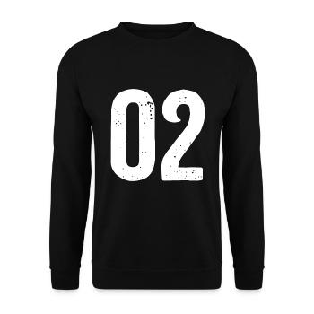 02 Zahlen Weiß - Unisex Pullover - Schwarz - Vorne - Alina (178cm) & Michal (187cm)