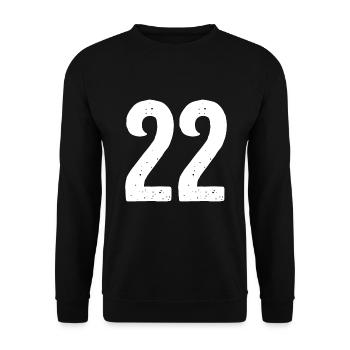 22 Zahlen Weiß - Unisex Pullover - Schwarz - Vorne - Alina (178cm) & Michal (187cm)