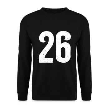 26 Zahlen Weiß - Unisex Pullover - Schwarz - Vorne - Alina (178cm) & Michal (187cm)