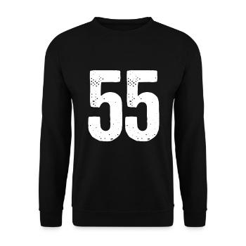 55 Zahlen Weiß - Unisex Pullover - Schwarz - Vorne - Alina (178cm) & Michal (187cm)