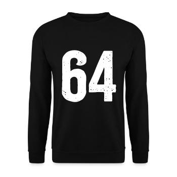 64 Zahlen Weiß - Unisex Pullover - Schwarz - Vorne - Alina (178cm) & Michal (187cm)
