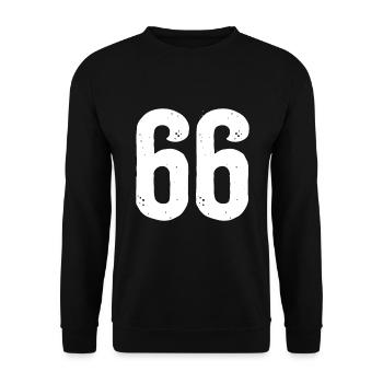 66 Zahlen Weiß - Unisex Pullover - Schwarz - Vorne - Alina (178cm) & Michal (187cm)