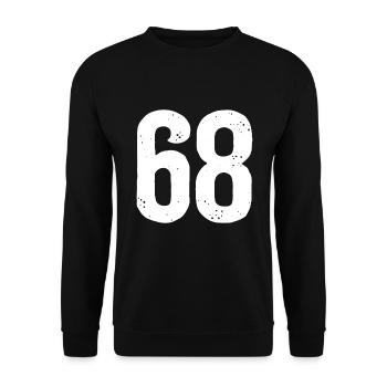 68 Zahlen Weiß - Unisex Pullover - Schwarz - Vorne - Alina (178cm) & Michal (187cm)