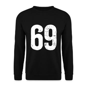 69 Zahlen Weiß - Unisex Pullover - Schwarz - Vorne - Alina (178cm) & Michal (187cm)