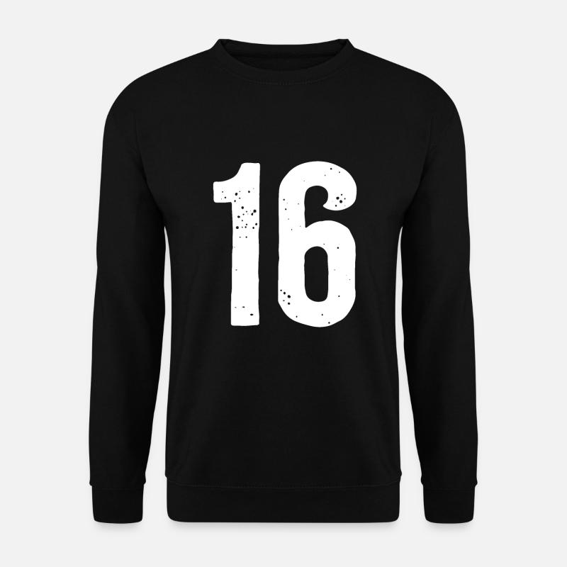 16 Zahlen Weiß - Unisex Pullover - Schwarz