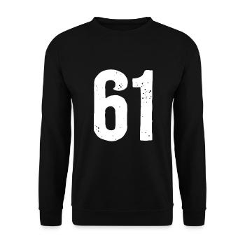 61 Zahlen Weiß - Unisex Pullover - Schwarz - Vorne - Alina (178cm) & Michal (187cm)