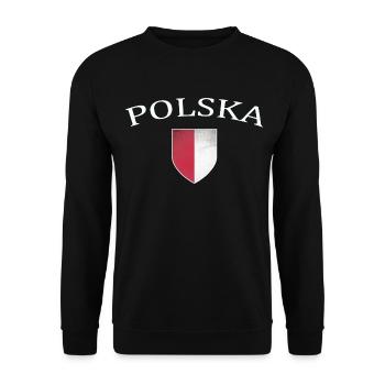 Polen, Polska, Wappen - Unisex Pullover - Schwarz - Vorne - Alina (178cm) & Michal (187cm)