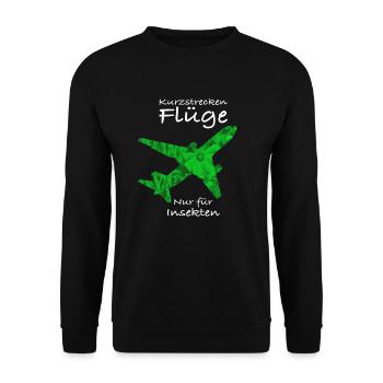 Kurzstreckenflüge nur für Insekten - Umweltschutz - Unisex Pullover - Schwarz - Vorne - Alina (178cm) & Michal (187cm)