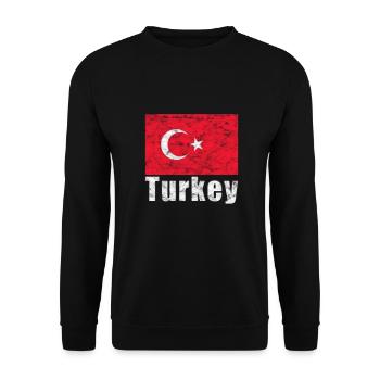 Turkish flag - Unisex Sweatshirt - black - Front - Alina (178cm) & Michal (187cm)