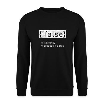 Programmeur pirate informatique Nerd Geek! False true - Sweat-shirt Unisexe - noir - Devant - Alina (178cm) & Michal (187cm)