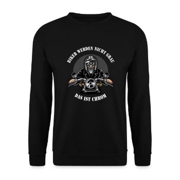 Retro Motor Biker werden nicht grau Das ist Chrom - Unisex Pullover - Schwarz - Vorne - Alina (178cm) & Michal (187cm)