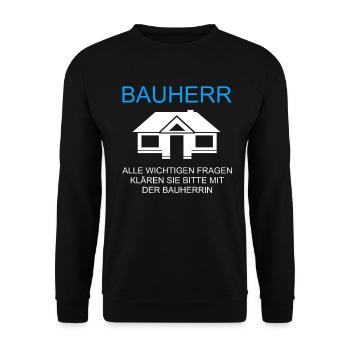 Bauherr Geschenk Richtfest Hausbau Bau - Unisex Pullover - Schwarz - Vorne - Alina (178cm) & Michal (187cm)