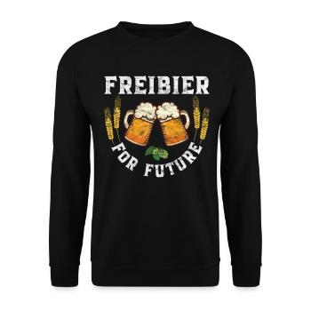 Freibier for Future Bier Deko Wiesn - Unisex Pullover - Schwarz - Vorne - Alina (178cm) & Michal (187cm)
