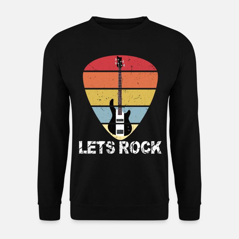 Bass Guitar Retro Vintage Lets Rock Plektrum - Unisex Pullover - Schwarz