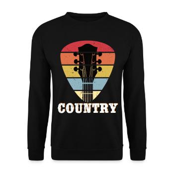 Country Music Guitar Retro Vintage Plektrum - Unisex Sweatshirt - black - Front - Alina (178cm) & Michal (187cm)