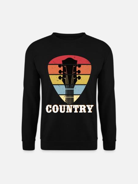 Country Musik Gitarre Retro Vintage Plektrum - Unisex Pullover - Schwarz