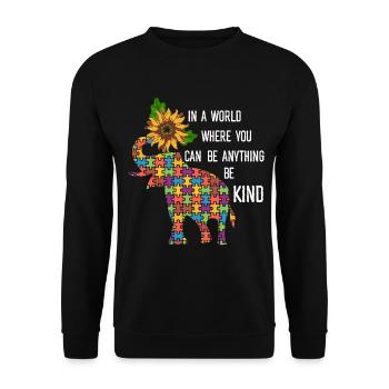 You Can Be Anything Be Kind - Eléphant Tournesol - Sweat-shirt Unisexe - noir - Devant - Alina (178cm) & Michal (187cm)