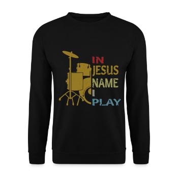 In Jesus Name I Play Drums - Unisex Pullover - Schwarz - Vorne - Alina (178cm) & Michal (187cm)