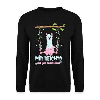 Mir Reichts Ich Geh Schaukeln Llama - Unisex Pullover - Schwarz - Vorne - Alina (178cm) & Michal (187cm)