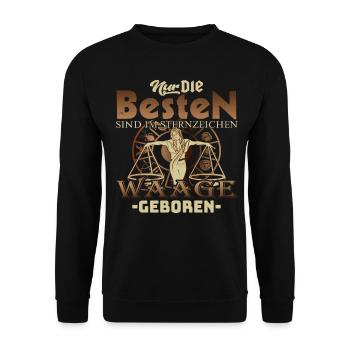 Waage Sternzeichen nur die Besten Geboren - Unisex Pullover - Schwarz - Vorne - Alina (178cm) & Michal (187cm)