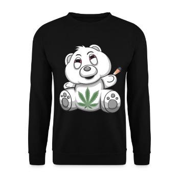 Teddy Bear Kiffer Bearchen Kiffen Gras Weed - Unisex Sweatshirt - black - Front - Alina (178cm) & Michal (187cm)