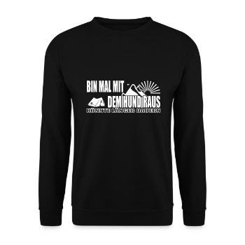 Hund Zelten in der Natur - Unisex Pullover - Schwarz - Vorne - Alina (178cm) & Michal (187cm)