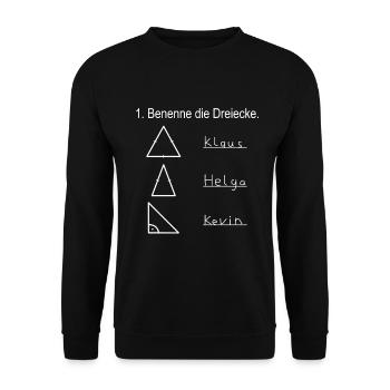 Nerd lustig Schule Bennene die Dreiecke - Unisex Pullover - Schwarz - Vorne - Alina (178cm) & Michal (187cm)