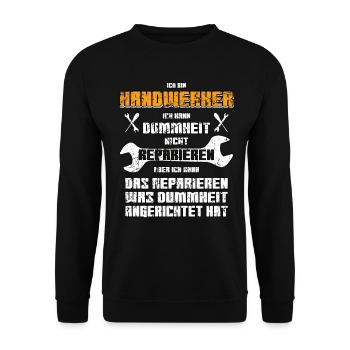 Handwerker lustiger vintage Spruch - Unisex Pullover - Schwarz - Vorne - Alina (178cm) & Michal (187cm)