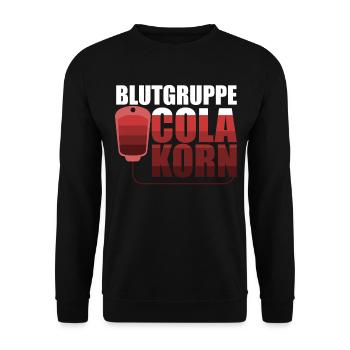 Blutgruppe Cola Korn Spruch - Unisex Pullover - Schwarz - Vorne - Alina (178cm) & Michal (187cm)