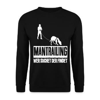 Mantrailing Hundesport Finden Spruch - Unisex Pullover - Schwarz - Vorne - Alina (178cm) & Michal (187cm)