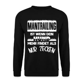 Mantrailing Hundesport - Zecken Spruch - Unisex Pullover - Schwarz - Vorne - Alina (178cm) & Michal (187cm)