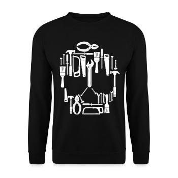 Handerwerker Werkzeug Schädel - Unisex Pullover - Schwarz - Vorne - Alina (178cm) & Michal (187cm)