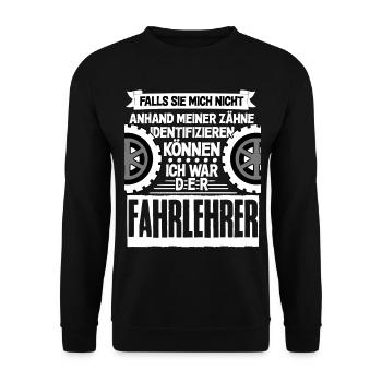 Fahrlehrer - lustiger Fahrschule Spruch - Unisex Pullover - Schwarz - Vorne - Alina (178cm) & Michal (187cm)