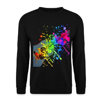 Guitare - taches de peinture - Sweat-shirt Unisexe - noir - Devant - Alina (178cm) & Michal (187cm)