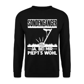 Sondeln piepen- lustiger Spruch - Unisex Pullover - Schwarz - Vorne - Alina (178cm) & Michal (187cm)