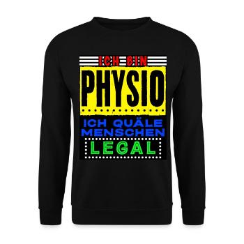 Physiotherapie - lustiger Quälen Spruch - Unisex Pullover - Schwarz - Vorne - Alina (178cm) & Michal (187cm)