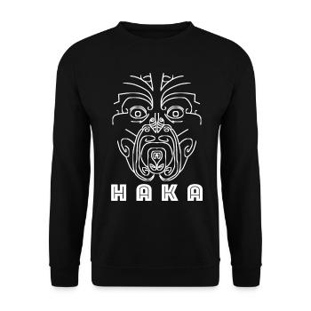 Maori Haka face tattoo - Unisex Sweatshirt - black - Front - Alina (178cm) & Michal (187cm)