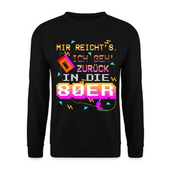 80er Jahre Retro 80s Pixel Spruch - Unisex Pullover - Schwarz - Vorne - Alina (178cm) & Michal (187cm)
