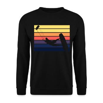 Kitesurf Kite rétro coucher de soleil - Sweat-shirt Unisexe - noir - Devant - Alina (178cm) & Michal (187cm)